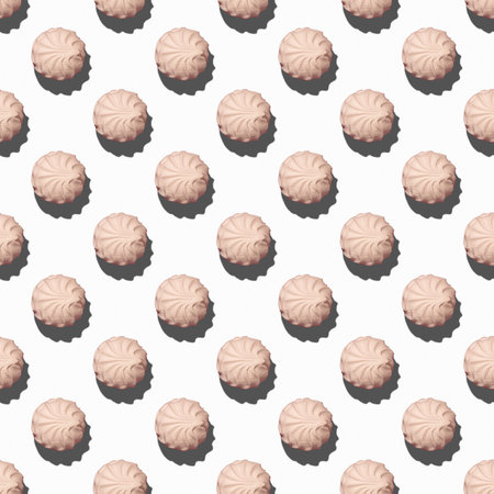 Pink marshmallow on pink background, on white to change background color. Sweet seamless food pattern, hard shadowsの写真素材