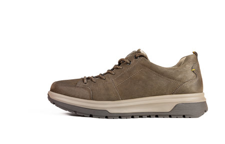 Casual brown leather sneaker isolated on white background.の写真素材