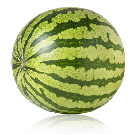 Whole watermelon isolated with reflection.の写真素材
