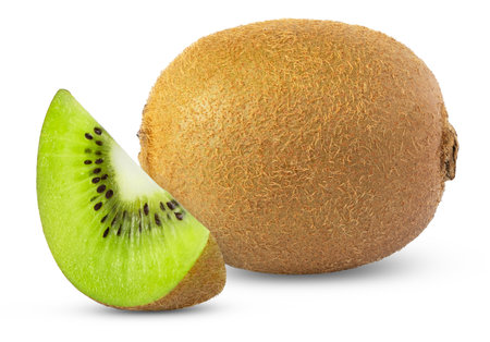 Isolated kiwi. Fresh organic kiwi isolated with clipping path.の写真素材