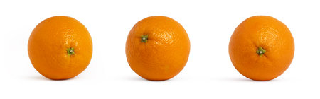 Whole orange citrus isolated fruit set.の写真素材