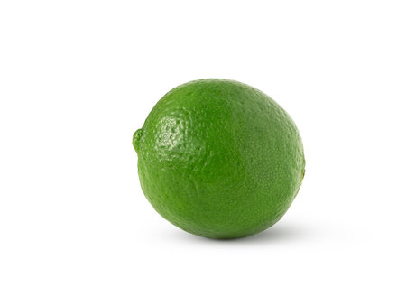 Whole fresh lime fruit isolated with shadowの写真素材