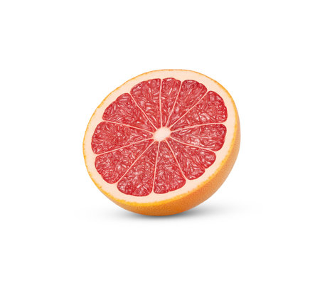 Half of Fresh Grapefruit Isolated on Transparent Background. Juicy Citrus Fruit Close-Upの写真素材