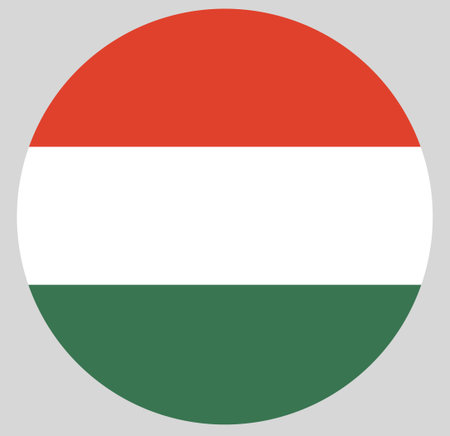 Flag of Hungary in circle. Hungary flag in shape.の写真素材