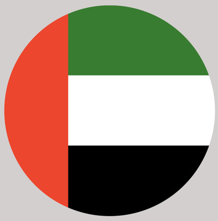 Round United Arab Emirates flag isolated in circle . National round flag of UAE.の写真素材