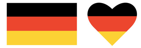 Set of Flag of Germany and heart shape of Germans flag. Germans national symbol.の写真素材