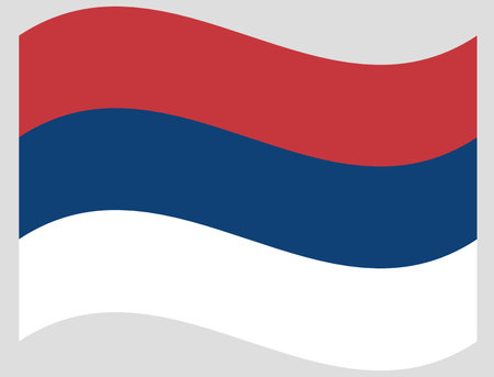 Waving civil flag of Serbia isolated. Serbia wavy badge.の写真素材