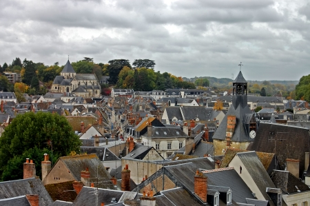 Roofs of a small city in Franceの写真素材