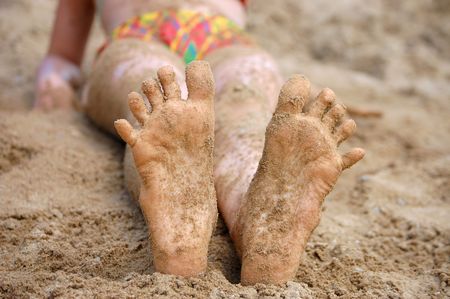 Foot on the beachの写真素材