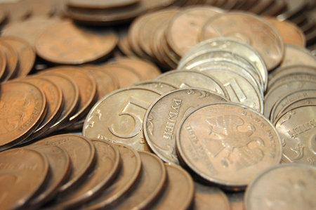 silver russian coins macro close up