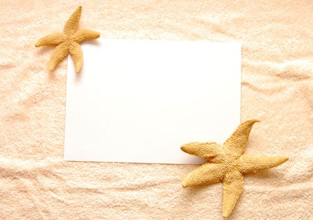 Letter from summer vacations on towel backgroundの写真素材
