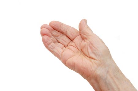 old hand on a white backgroundの写真素材