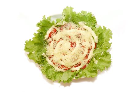 salad consists of tomatos, ground cheese, mayonnaiseの写真素材