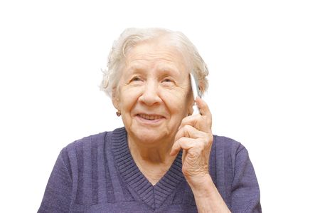 grandmother talking with a mobile phoneの写真素材