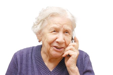 grandmother talking with a mobile phoneの写真素材