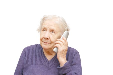 grandmother talking with a  phoneの写真素材