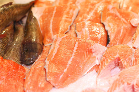 Fillet of red fish in a supermarket