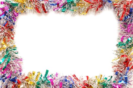 Christmas frame a colour tinselの写真素材