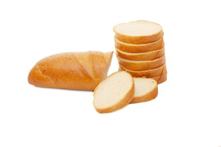 White cut bread isolated on white backgroundの写真素材