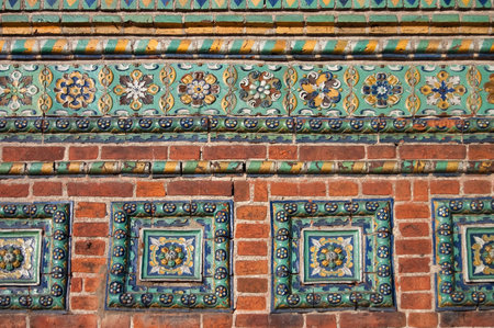 Fragment of ornament of facade of old chapelの写真素材