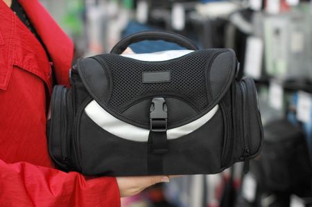 Purchase of a black bag in a supermarketの写真素材
