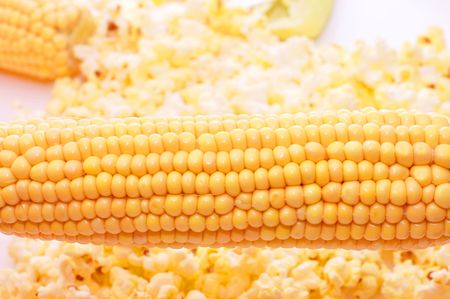 Very tasty fresh corn and popcornの写真素材