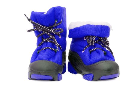 Children winter boot isolated on white backgroundの写真素材