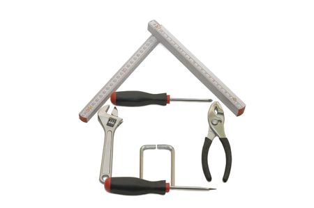 House from building tools isolated on white 

の写真素材