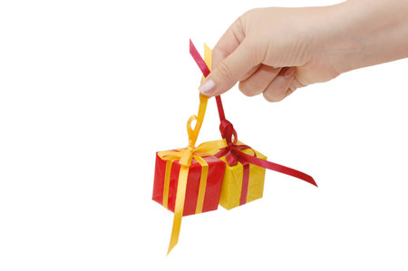 Box with a gift in a hand