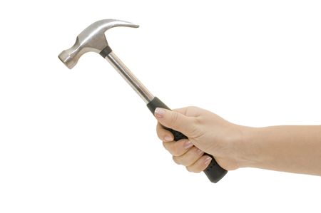 hammer in hand isolated on white background
の写真素材