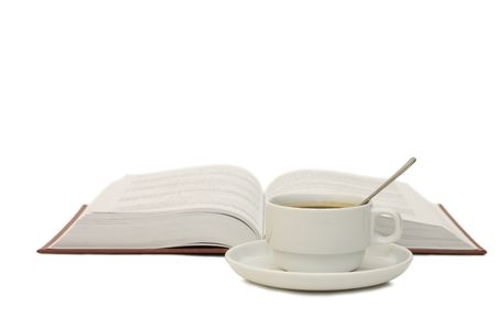 The book and cup from coffee isolated の写真素材
