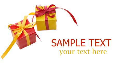 Boxes with gifts isolated on white backgroundの写真素材