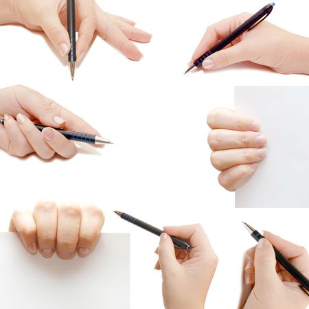 Female hands,collage, isolated on white backgroundの写真素材