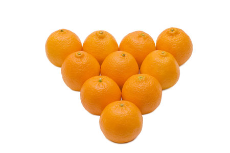 Fresh tangerines isolated on white backgroundの写真素材
