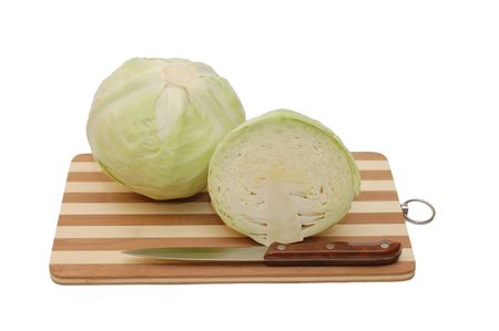 Fresh cabbage isolated on white backgroundの写真素材