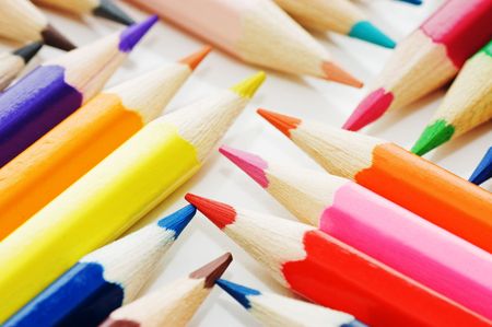 Color pencils collection with colors mixed
の写真素材