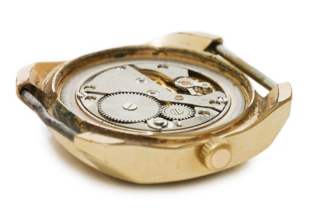 The mechanism of old clock の写真素材