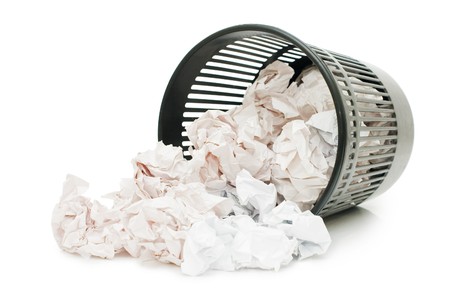 Basket for garbage isolated on the white background の写真素材