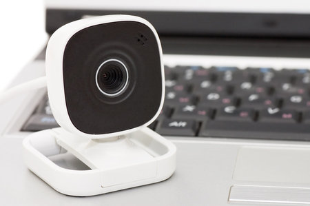 web camera and Laptop isolated on white background 