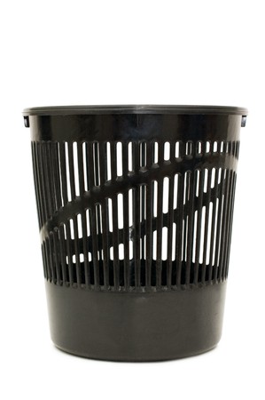 Basket for garbage isolated on white background の写真素材