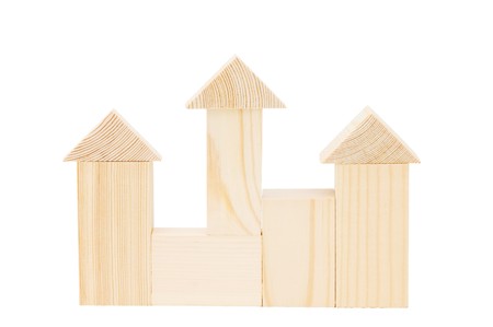 Model of the wooden house on white background の写真素材