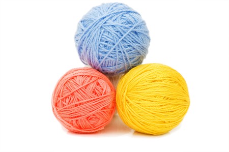ball of threads isolated on white background の写真素材
