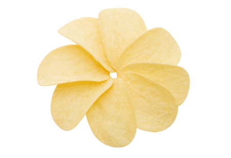 Potato chips isolated on white background 