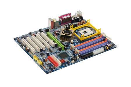 Computer motherboard rear panel isolated on white background 