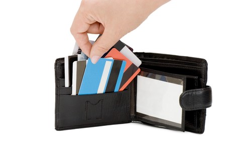 credit card in a purseの写真素材