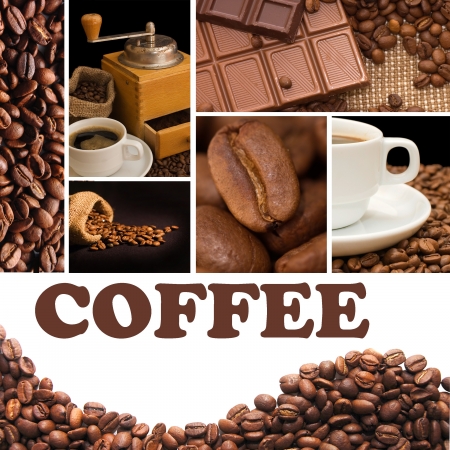 Collage from fragrant coffeeの写真素材