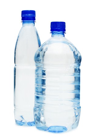 Water bottles isolated on the white background の写真素材