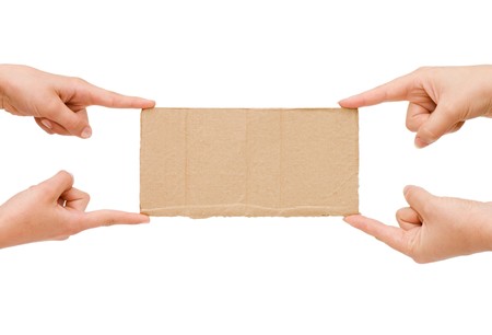 The cardboard tablet in a handの写真素材