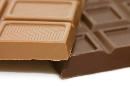 dark chocolate block isolated over whiteの写真素材
