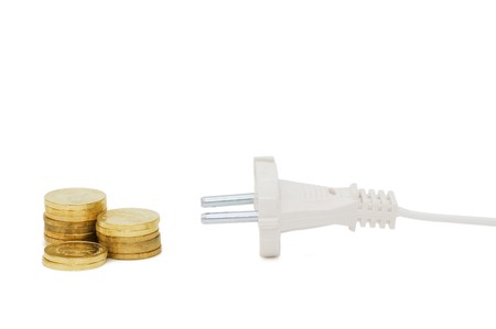 power plug and money concept energy costsの写真素材